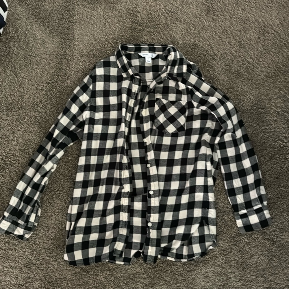 White and black plaid flannel